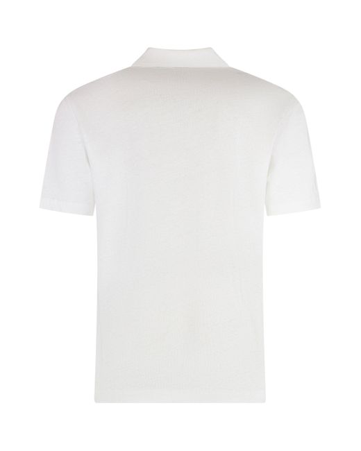 Boss White Cotton And Linen Polo Shirt for men