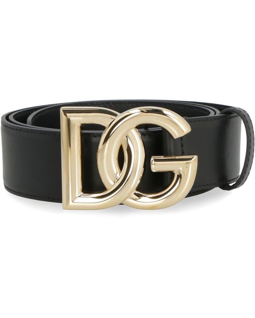 Dolce & Gabbana Black Dg Buckle Leather Belt