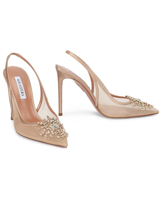 Aquazzura White Slingback Crystal Firework 105