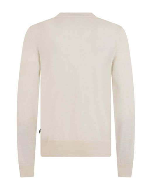 Boss White Classic Virgin Wool Long-Sleeve Sweater For for men