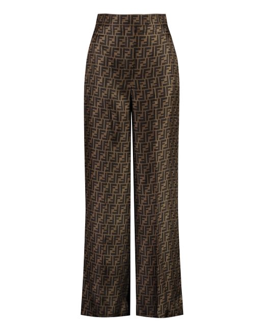 Fendi Brown Silk Trousers