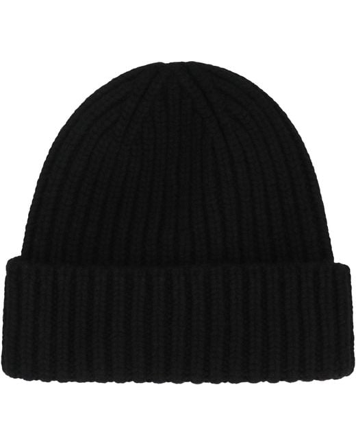 Gucci Black Cashmere Wool Hat With Double G