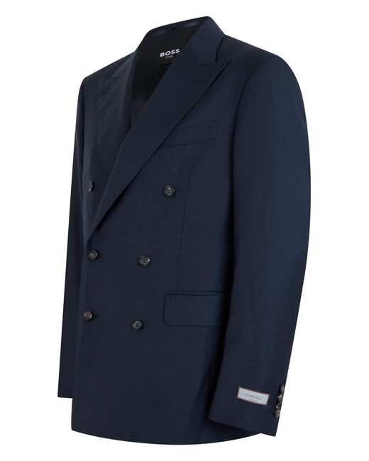 Canali Blue Double-Breasted Wool Blazer Jacket for men