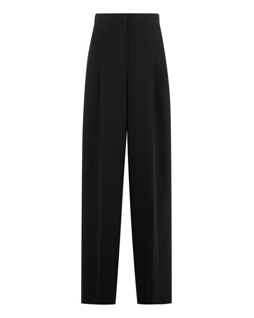 Max Mara Black Linen Creased Pleated Trousers For (Fall/Winter 2025)
