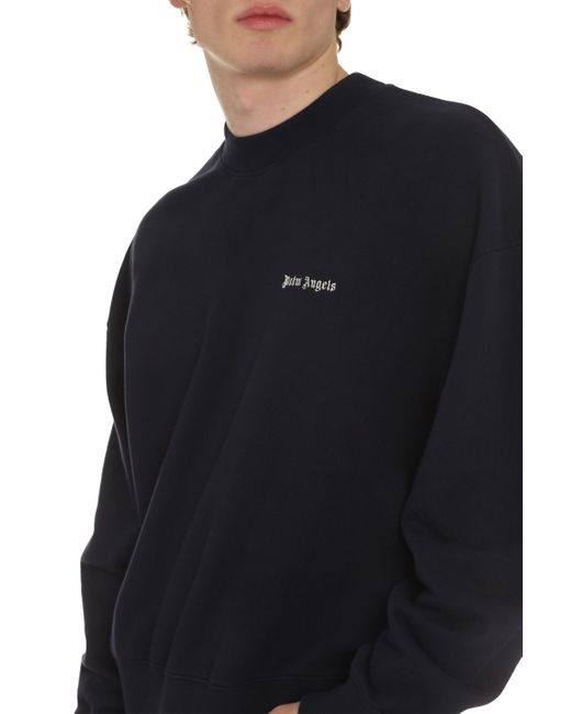 Palm Angels Blue Cotton Crew-Neck Sweatshirt for men