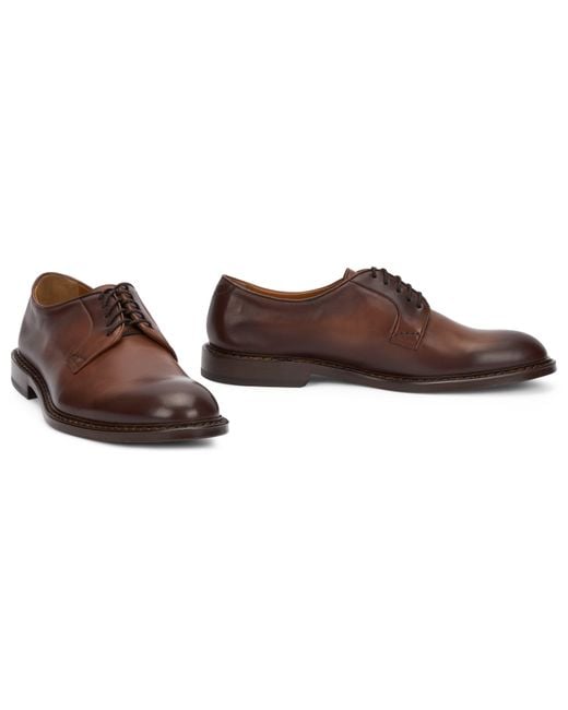 Doucal's Brown Laced Leather Shoes for men