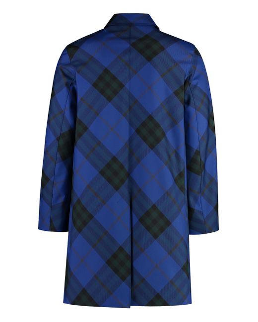Burberry Blue Checked Print Coat for men