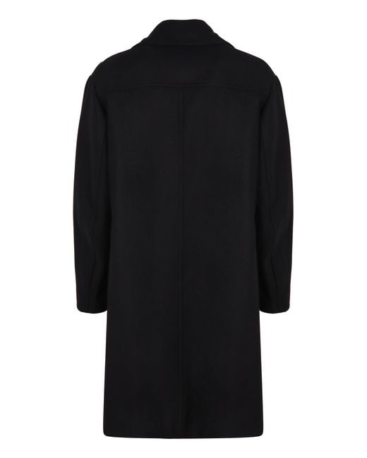 Dries Van Noten Black Double-Breasted Racos Coat for men