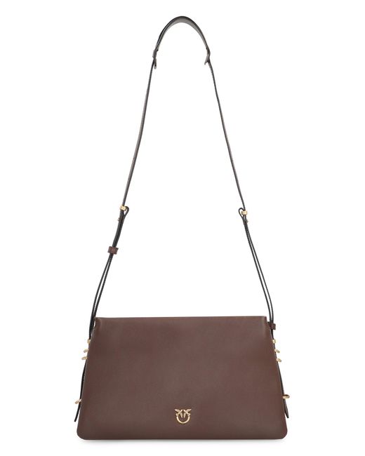 Pinko Brown One, Two, Three Leather Crossbody Bag