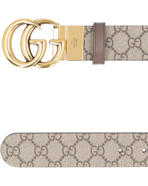 Cintura reversibile in pelle e tessuto GG supreme di Gucci in Gray
