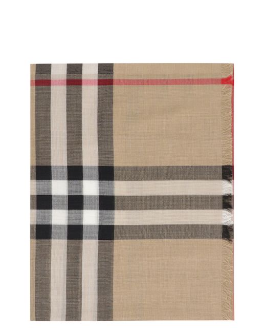 Burberry Natural Wool And Silk Scarf