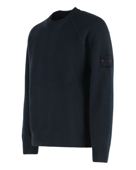 Stone Island Blue Sweater With Crew Neck for men