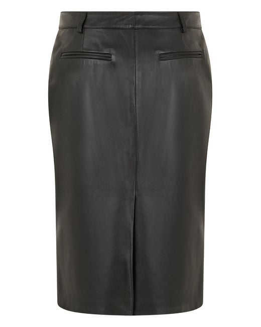 GIUSEPPE DI MORABITO Black Leather Midi Skirt