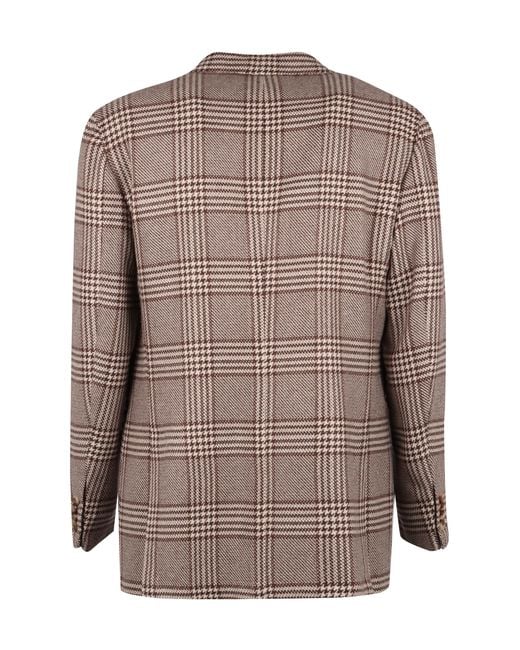 Kiton Brown Houndstooth Pattern Blazer for men