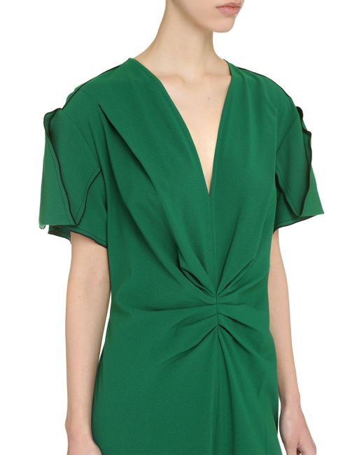 Victoria Beckham Green Crepe Dress