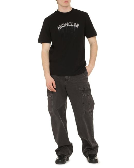 Moncler Black Cotton Crew-Neck T-Shirt for men