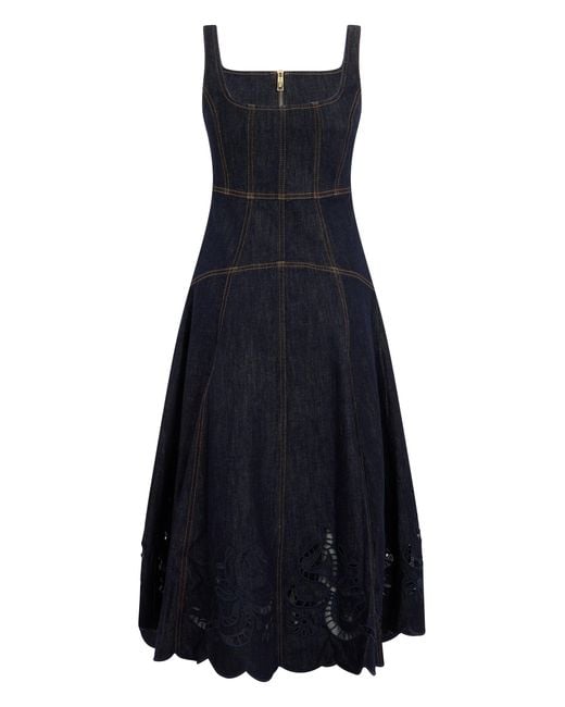 Self-Portrait Blue Midi Dress