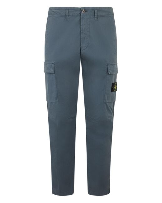 Stone Island Blue Pants With Pockets for men