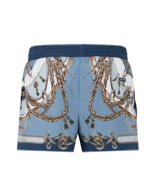 Dolce & Gabbana Blue Swimsuit With Graphic Print for men