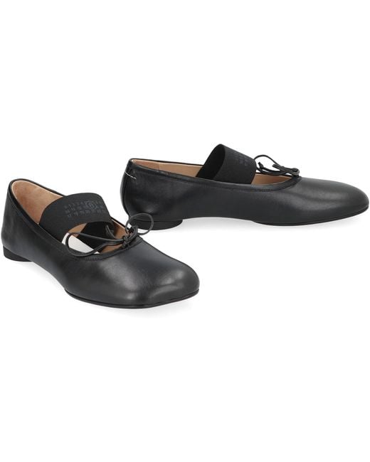 MM6 by Maison Margiela Black Anatomic Leather Ballet Flats