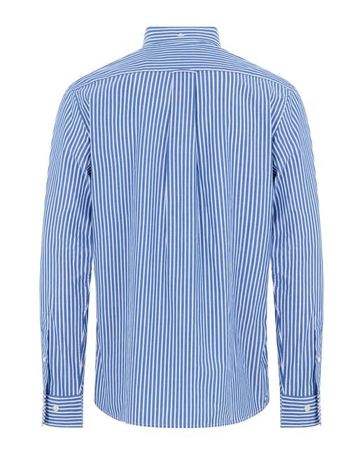 Gant Blue Cotton Striped Shirt for men