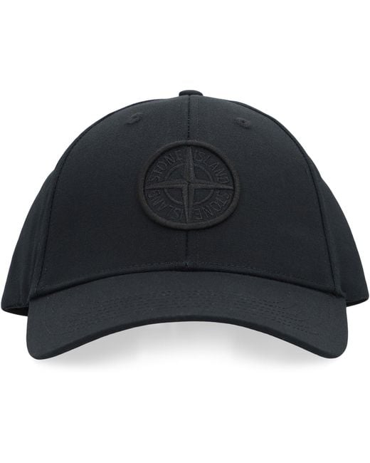 Stone Island Black Logo Baseball Cap for men