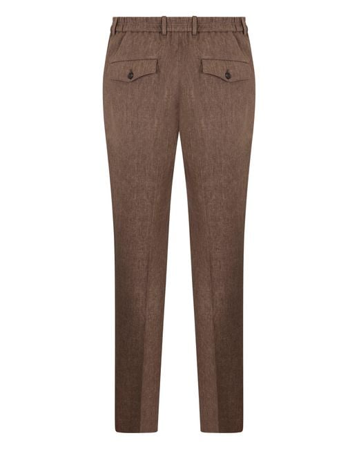 Slowear Brown Tapered Fit Linen Pants for men