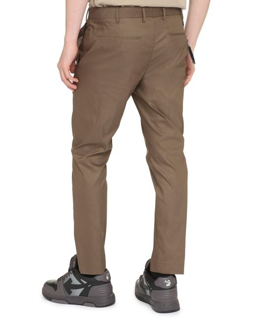 PT01 Brown Stretch Cotton Chino Trousers for men