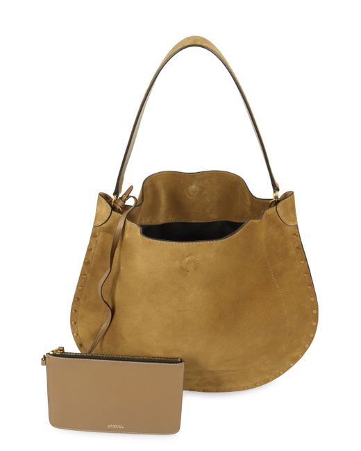 Borsa a spalla Oskan in pelle scamosciata di Isabel Marant in Brown