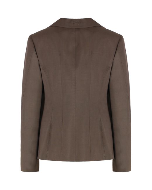 Fendi Brown Wool-Mohair Blend Blazer