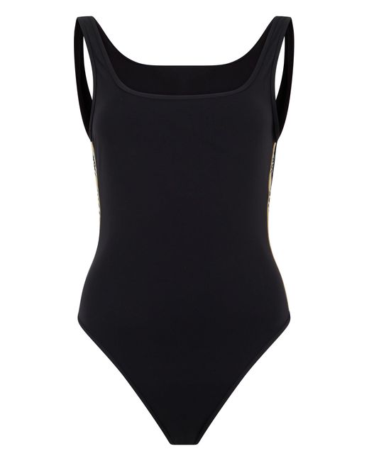 Burberry Black Swimsuit With Checked Details
