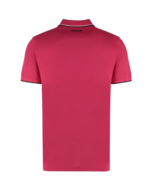 Boss Red Stretch Cotton Piqué Polo Shirt for men