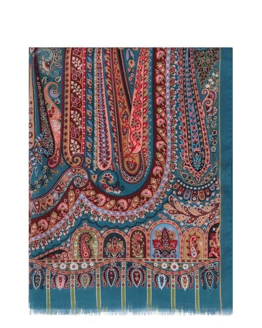 Etro Red Printed Silk Scarf