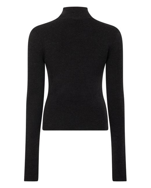 Ganni Black Fitted Sweater With High Collar