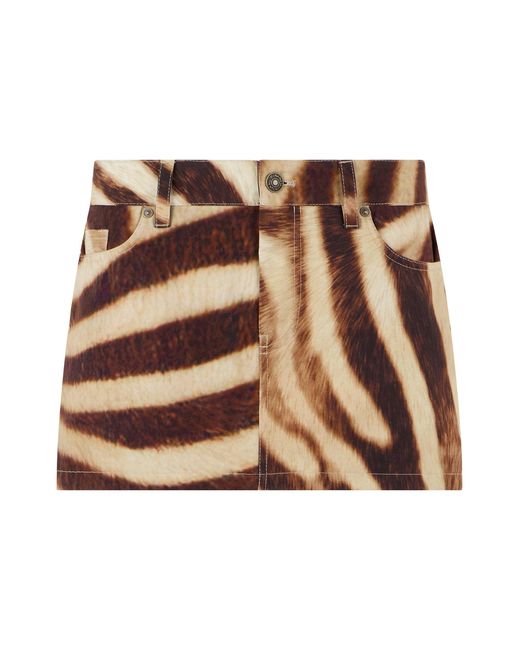 7 For All Mankind Brown Animal Print Skirt With Low Waist