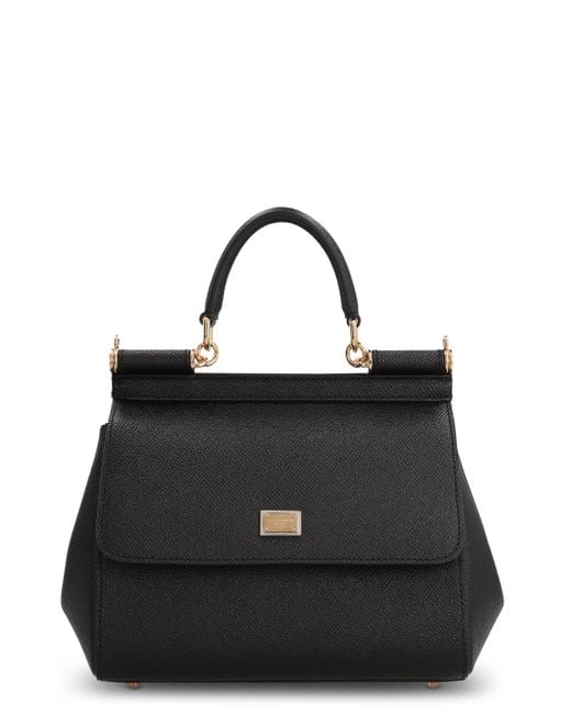 Borsa a mano Sicily media in pelle di Dolce & Gabbana in Black