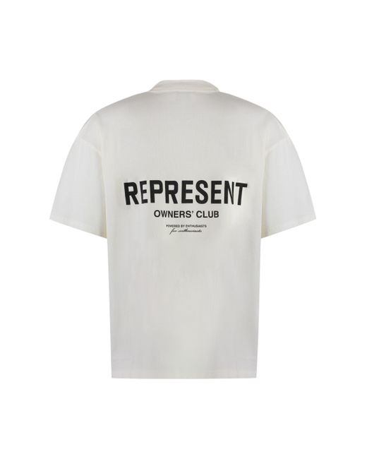 Represent White Logo Cotton T-Shirt for men