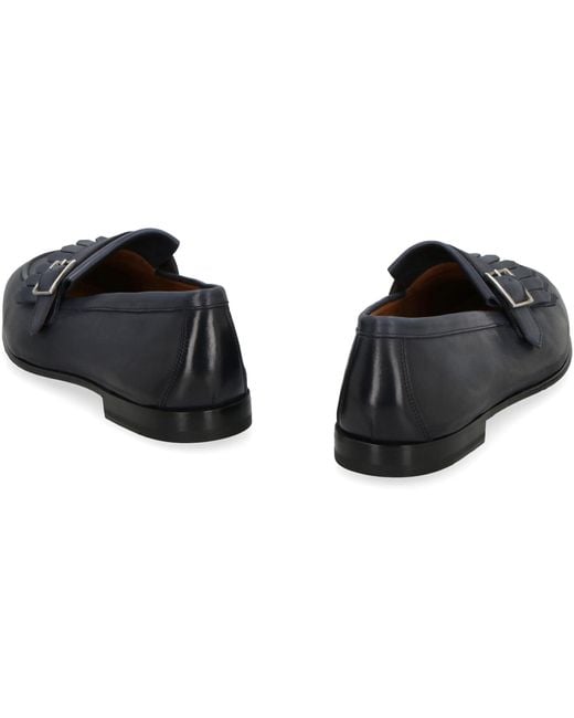 Doucal's Black Leather Loafers for men