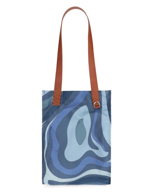 Emilio Pucci Blue Printed Tote Bag