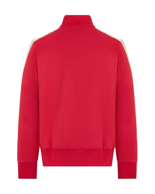 Palm Angels Red Hoodie With Zip And Logo for men