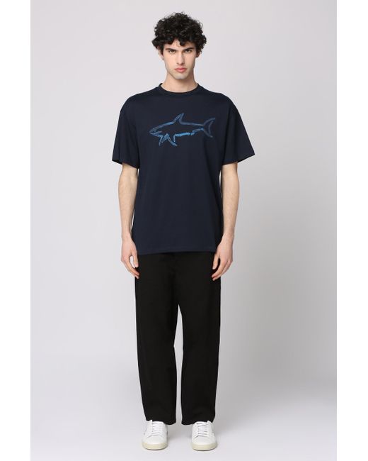 Paul & Shark Blue Logo Cotton T-Shirt for men