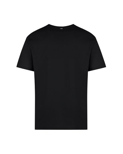 Herno Black Cotton Crew-Neck T-Shirt for men