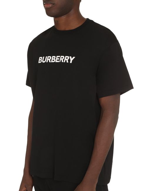 T-shirt girocollo in cotone di Burberry in Black da Uomo