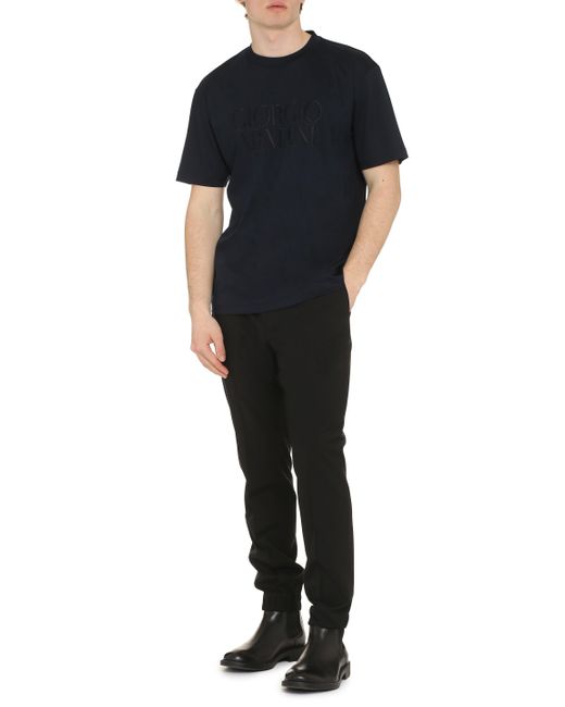 Giorgio Armani Blue Cotton Crew-Neck T-Shirt for men