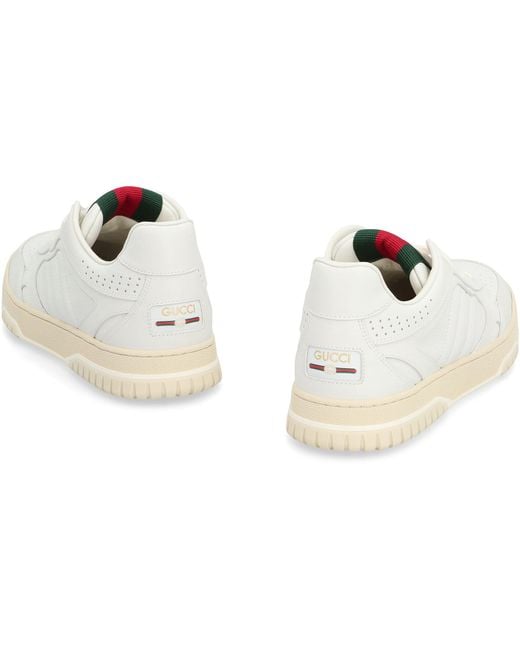 Gucci White Re-Web Leather Low-Top Sneakers