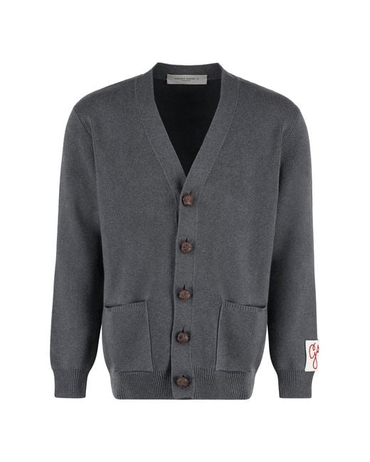 Golden Goose Deluxe Brand Gray Melange Cotton Cardigan for men
