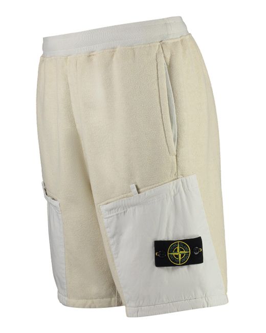 Stone Island White Cotton Bermuda Shorts for men