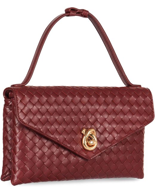 Borsa a tracolla Knot Lock in pelle di Bottega Veneta in Red