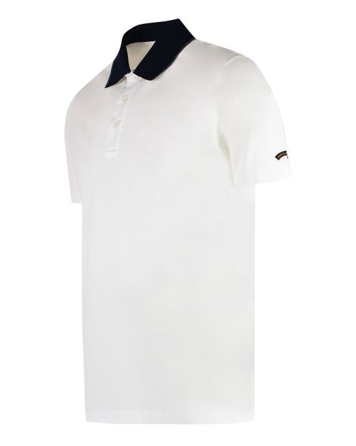 Paul & Shark White Short Sleeve Cotton Polo Shirt for men