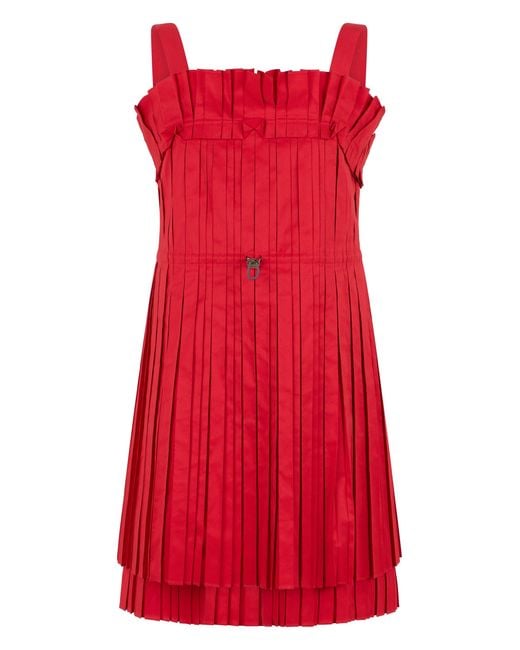 Fendi Red Pleated Short Dress